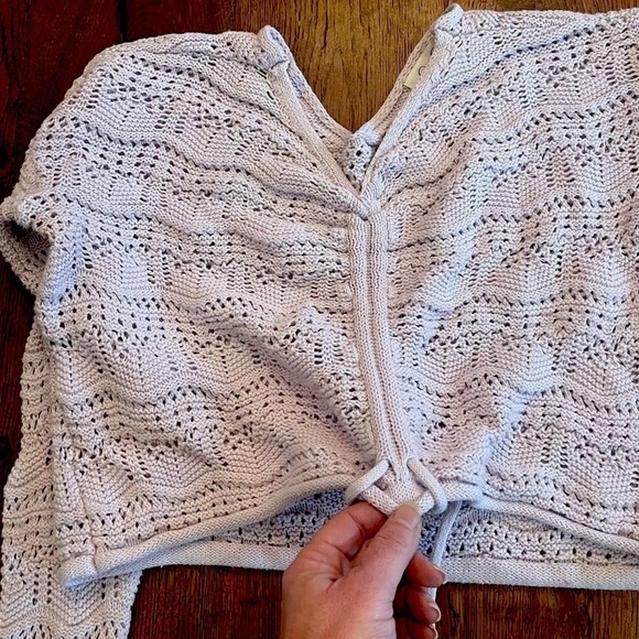 Jessica Simpson Crochet Sweater Women S Knit Cinch Cropped Purple Boho Fairy Y2K - Picture 7 of 8